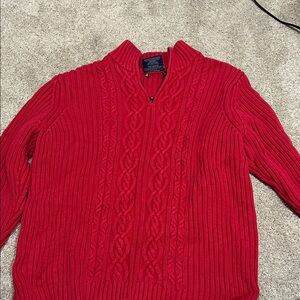 Red Cable Knit Women's Sweater